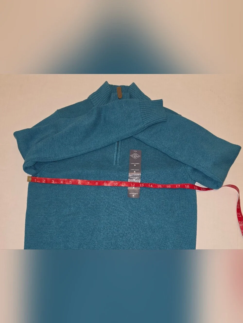 St. John's Bay Men's Half-Zip Mock Neck Sweater- Teal- Sz S